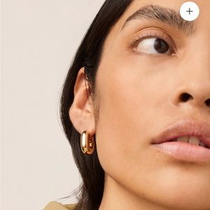 Jenny Bird Puffy U-Link Earrings, Gold, NIB